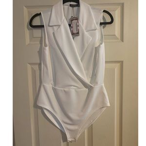 Ivory Blazer Collar Bodysuit